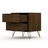 Manhattan Comfort Rockefeller 2-Drawer Brown Nightstand Open - Manhattan Comfort Rockefeller 2-Drawer Brown Nightstand Open