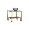 Sunpan Carver Side Table - Front Side Angle with Decor