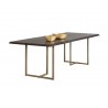 Donnelly Dining Table - Antique Brass - Dark Mango - 95" - Angled with Decor