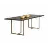 Donnelly Dining Table - Antique Brass - Dark Mango - 95" - Angled with Decor - Donnelly Dining Table - Antique Brass - Dark Mango - 95" - Angled with Decor