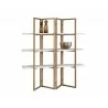 Sunpan Halston Bookcase - Antique Brass - White - Front With Decor - Sunpan Halston Bookcase - Antique Brass - White - Front With Decor