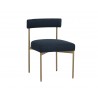Seneca Dining Chair - Antique Brass - Arena Navy - Angled View