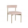 Seneca Dining Chair - Antique Brass - Velvet Blush - Angled View