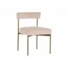 Seneca Dining Chair - Antique Brass - Velvet Blush - Angled View - Seneca Dining Chair - Antique Brass - Velvet Blush - Angled View