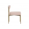 Seneca Dining Chair - Antique Brass - Velvet Blush - Side Angle