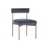 Seneca Dining Chair - Antique Brass - Velvet Slate - Angled View