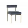 Seneca Dining Chair - Antique Brass - Velvet Slate - Angled View - Seneca Dining Chair - Antique Brass - Velvet Slate - Angled View