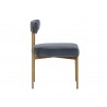 Seneca Dining Chair - Antique Brass - Velvet Slate - Side Angle