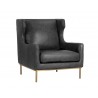 Virgil Lounge Chair - Marseille Black Leather - Angled View