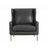 Virgil Lounge Chair - Marseille Black Leather - Front - Virgil Lounge Chair - Marseille Black Leather - Front