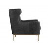 Virgil Lounge Chair - Marseille Black Leather - Side Angle