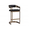 Sunpan Beaumont Barstool in Antique Brass And Cantina Black - Angled