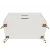 Manhattan Comfort Rockefeller 3-Drawer Off White and Nature Dresser Bottom - Manhattan Comfort Rockefeller 3-Drawer Off White and Nature Dresser Bottom