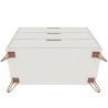 Manhattan Comfort Rockefeller 3-Drawer Off White and Nature Dresser Bottom
