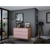 Manhattan Comfort Rockefeller 3-Drawer Nature and Rose Pink Dresser (Set of 2)