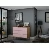 Manhattan Comfort Rockefeller 3-Drawer Nature and Rose Pink Dresser (Set of 2) - Manhattan Comfort Rockefeller 3-Drawer Nature and Rose Pink Dresser (Set of 2)