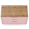 Manhattan Comfort Rockefeller 3-Drawer Nature and Rose Pink Dresser Top