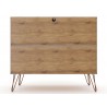 Manhattan Comfort Rockefeller 3-Drawer Nature and Rose Pink Dresser Back