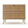 Manhattan Comfort Rockefeller 3-Drawer Nature and Rose Pink Dresser Back - Manhattan Comfort Rockefeller 3-Drawer Nature and Rose Pink Dresser Back
