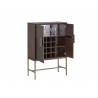 Sunpan Jade Wine Cabinet - Angled with Drawers Opened