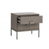 Jade Nightstand - Antique Silver - Ash Grey - Drawer Opened