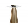 Sunpan Damon Bar Table In Gold - Front View with Decor