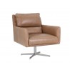 Sunpan Easton Swivel Lounge Chair - Camel Leather - Angled