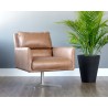 Sunpan Easton Swivel Lounge Chair - Camel Leather - Liufestyle