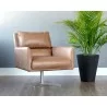 Sunpan Easton Swivel Lounge Chair - Camel Leather - Liufestyle - Sunpan Easton Swivel Lounge Chair - Camel Leather - Liufestyle