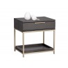 Rebel Nightstand - Gold - Charcoal Grey - Angled with Decor