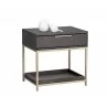 Rebel Nightstand - Gold - Charcoal Grey - Angled with Decor - Rebel Nightstand - Gold - Charcoal Grey - Angled with Decor