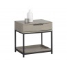 Rebel Nightstand - Black - Taupe - Angled with Decor