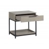Rebel Nightstand - Black - Taupe - Angled with Opened Drawer