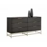 Sunpan Rebel Dresser In Gold and Charcoal Grey - Angled with Plant - Sunpan Rebel Dresser In Gold and Charcoal Grey - Angled with Plant