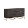 Sunpan Rebel Dresser In Gold and Charcoal Grey - Angled View