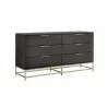 Sunpan Rebel Dresser In Gold and Charcoal Grey - Angled View - Sunpan Rebel Dresser In Gold and Charcoal Grey - Angled View