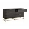 Sunpan Rebel Dresser In Gold and Charcoal Grey - Angled with Opened Drawer - Sunpan Rebel Dresser In Gold and Charcoal Grey - Angled with Opened Drawer