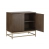 Sunpan Rebel Sideboard - Gold - Raw Umber - Angled with Opened Drawer