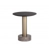 Monaco End Table - Gold - Light Grey Marble / Charcoal Grey - White