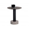 Monaco End Table - Black - Light Grey Marble / Raw Umber - Front Angle