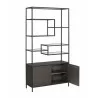 Stamos Bookcase - Black - Charcoal Grey - Angled wit hOpened Drawer - Stamos Bookcase - Black - Charcoal Grey - Angled wit hOpened Drawer