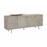 Sunpan Aniston Sideboard - Large In White Ceruze - Shagreen Leather - Angled View