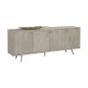 Sunpan Aniston Sideboard - Large In White Ceruze - Shagreen Leather - Angled View - Sunpan Aniston Sideboard - Large In White Ceruze - Shagreen Leather - Angled View