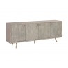 Sunpan Aniston Sideboard - Large In White Ceruze - Shagreen Leather - Angled View
