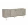 Sunpan Aniston Sideboard - Large In White Ceruze - Shagreen Leather - Angled View - Sunpan Aniston Sideboard - Large In White Ceruze - Shagreen Leather - Angled View