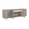 Sunpan Aniston Sideboard - Large In White Ceruze - Shagreen Leather - Drawers Opened