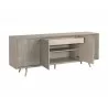 Sunpan Aniston Sideboard - Large In White Ceruze - Shagreen Leather - Drawers Opened - Sunpan Aniston Sideboard - Large In White Ceruze - Shagreen Leather - Drawers Opened