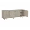 Sunpan Aniston Sideboard - Large In White Ceruze - Shagreen Leather - 1 Drawer Opened - Sunpan Aniston Sideboard - Large In White Ceruze - Shagreen Leather - 1 Drawer Opened