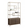 Stamos Bookcase - Gold - Raw Umber - Angled with Decor