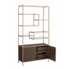 Stamos Bookcase - Gold - Raw Umber - One Drawer Opened